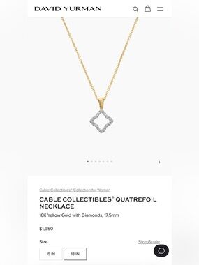 David Yurman 18kt CABLE COLLECTIBLES QUATREFOIL DIAMOND NECKLACE
